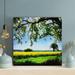 Gracie Oaks Green Grass Field w/ Green Trees During Daytime - 1 Piece Rectangle Graphic Art Print On Wrapped Canvas in Blue/Green/Yellow | Wayfair