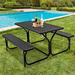 Arlmont & Co. Eugenides 6 - Person 59" Long Picnic Outdoor Table Set Plastic in Black | 59 W x 54 D in | Wayfair 192C32CEE74347B294BDD1715B01F6E3