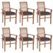 vidaXL Dining Chairs 6 pcs with Anthracite Cushions Solid Teak Wood - Brown