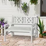 Outsunny Outdoor Foldable Garden Bench, 2-Seater Patio Wooden Bench, Loveseat Chair with Backrest and Armrest