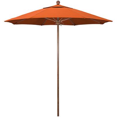 California Umbrella Venture Series 7 1/2' Melon Push Lift Umbrella with 1 1/2" American Oak Aluminum Pole - Sunbrella 1A Canopy