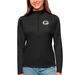 Women's Antigua Black Green Bay Packers Tribute Half-Zip Top