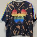 Disney Tops | Disney Tie Dye Rainbow Color Crop T Shirt | Color: Black/Tan | Size: Xl