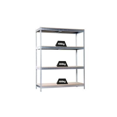 PROREGAL Schwerlastregal WOOD YETI FOUR | HxBxT 200x150x45cm | Fachlast 400kg | Verzinkt | Standregal Lagerregal Image