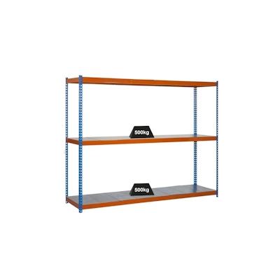 PROREGAL Schwerlastregal METAL BEAST THREE | HxBxT 200x210x75cm | Fachlast 500kg | Blau-Orange| Standregal Metallregal L