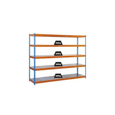 PROREGAL Schwerlastregal METAL BEAST FIVE | HxBxT 200x180x90cm | Fachlast 600kg | Blau-Orange | Standregal Metallregal Lagerregal Image