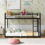 Mason & Marbles Twin Over Twin Metal Bunk Bed Low Bunk Bed w/ Ladder Metal in Black | 53.7 H x 77.1 W x 40.4 D in | Wayfair