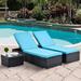 Latitude Run® Outdoor Furniture Modern Sunbed Patio Rattan Sun Lounger Chair Wicker/Rattan in Gray, Size 15.8 H x 26.4 W x 76.4 D in | Wayfair