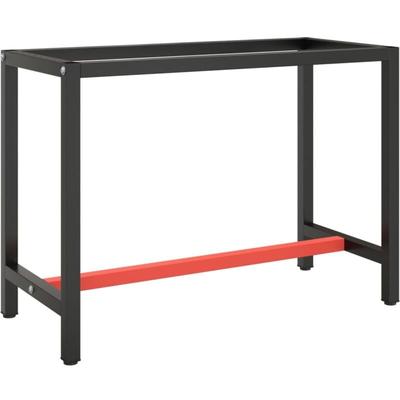 Werkbankgestell Mattschwarz und Mattrot 110x50x79 cm Metall Vidaxl