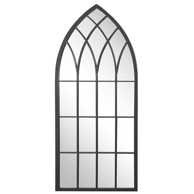Wandspiegel Schwarz 50 x 115 cm Metall mit Glas Fensteroptik im Gotischen Stil