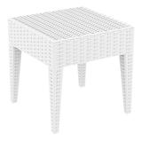 18" White Outdoor Patio Wickerlook Square Side Table