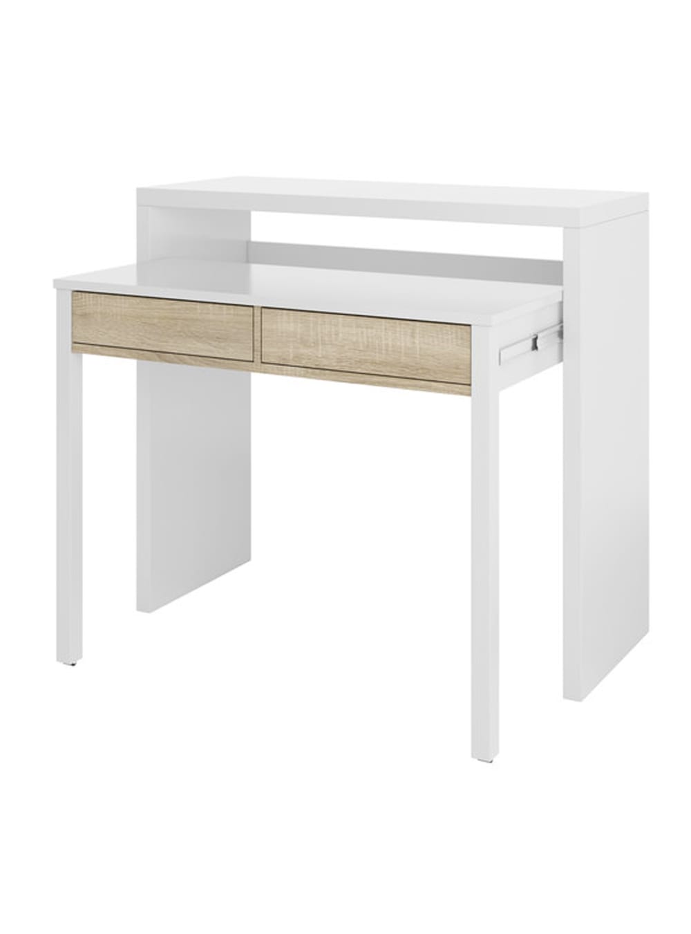 Bureau effet bois beige, blanc 98x36 cm