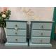 Pair of Painted Bedside Tables Duck egg blue and Gold Morrocan Bee Knobs - custom choices