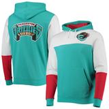 Men's Mitchell & Ness Turquoise Vancouver Grizzlies Hardwood Classics Fusion 2.0 Colorblock Pullover Hoodie