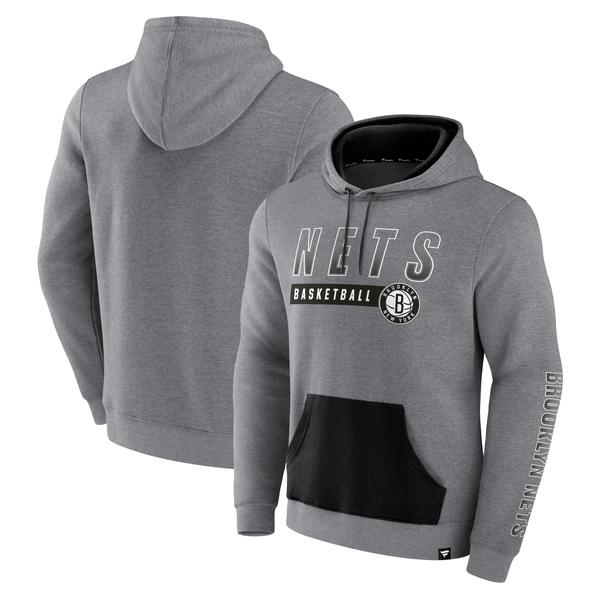 mens-fanatics-heathered-gray-brooklyn-nets-off-the-bench-color-block-pullover-hoodie/