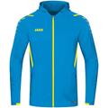 JAKO Unisex Kinder Trainingsjacke Challenge mit Kapuze, JAKO blau/neongelb, 140