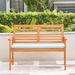 Red Barrel Studio® Waimea Honey Slatted Wooden Garden Outdoor Bench Wood/Natural Hardwoods in Brown/White | 35 H x 48 W x 24 D in | Wayfair