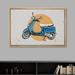 SIGNLEADER Framed Canvas Print Wall Art Blue Vespa w/ Orange Circle Background Transportation Shapes Illustrations Pop Art Chic Colorful Ultra For L Canvas | Wayfair