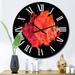 Designart 'Red Ink Cloud On Black' Modern wall clock