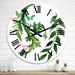 Designart 'Green Winter Leaves On White' Traditional wall clock