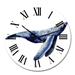 Designart 'Blue Sperm Whale On White IV' Nautical & Coastal wall clock