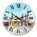 Designart 'Wooden Barn With A Green Door' Country wall clock