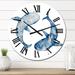 Designart 'Blue Whales Watercolor Illustration On White' Nautical & Coastal wall clock