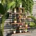 6 Tier Wood Plant Stand with Vertical Shelf Flower Display Rack Holder-Brown - 40" x 10" x 48" (L x W x H)