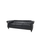 3-Seater Sofa 84" PU Rolled Arm Chesterfield Cushion Seat Sofa