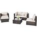 Gymax 6PCS Patio Conversation Set Rattan Sectional Furniture Set w/ - See Details