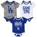 Newborn & Infant Los Angeles Dodgers Royal/White/Heathered Gray Game Time Three-Piece Bodysuit Set