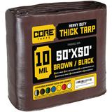 Core Tarps Heavy Duty 10 Mil 50" X 50" Waterproof Cover Tarp Aluminum in Brown | 1 H x 50 W x 50 D in | Wayfair CT-602-50X50