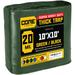 Core Tarps 10 ft. x 10 ft. 20 Mil Heavy Duty Polyethylene Tarp, Waterproof, Rip & Tear Proof Aluminum in Green | 1 H x 10 W x 10 D in | Wayfair