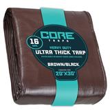 Core Tarps 20 ft. x 30 ft. 16 Mil Heavy Duty Polyethylene Tarp, Waterproof, Rip & Tear Proof Aluminum in Brown | 1 H x 20 W x 30 D in | Wayfair