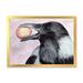 East Urban Home Black Raven w/ a Nut - Painting on Canvas Plastic in Black/Indigo | 34 H x 44 W x 1.5 D in | Wayfair