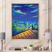 East Urban Home Moon Night Cat & Moon City Scene - Print on Canvas Plastic in Blue | 44 H x 34 W x 1.5 D in | Wayfair