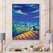 East Urban Home Moon Night Cat & Moon City Scene - Print on Canvas Plastic in Blue | 44 H x 34 W x 1.5 D in | Wayfair