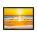 East Urban Home Sunset on Beautiful Sand Beach w/ Blue Sea Water - Print on Canvas Metal in Yellow | 30 H x 40 W x 1.5 D in | Wayfair