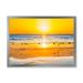 East Urban Home Sunset on Beautiful Sand Beach w/ Blue Sea Water - Print on Canvas Plastic in Yellow | 34 H x 44 W x 1.5 D in | Wayfair