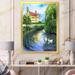 East Urban Home Swans in the Pond of Old English Estate - Painting on Canvas Metal in Green | 32 H x 16 W x 1 D in | Wayfair