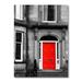 East Urban Home Red Door in Black & White City House - Painting on Canvas Metal in Black/Red | 32 H x 24 W x 1 D in | Wayfair