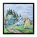 East Urban Home Spring Landscape w/ Little Houses in the Village - Painting on Canvas in Blue/Green | 37.5 H x 37.5 W x 1.5 D in | Wayfair