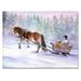 East Urban Home Horse w/ a Sleigh In Snowy Landscape - Painting on Canvas Metal in Blue/Brown/White | 30 H x 40 W x 1.5 D in | Wayfair