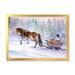 East Urban Home Horse w/ a Sleigh In Snowy Landscape - Painting on Canvas Metal in Blue/Brown/White | 24 H x 32 W x 1 D in | Wayfair