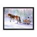 East Urban Home Horse w/ a Sleigh In Snowy Landscape - Painting on Canvas Metal in Blue/Brown/White | 30 H x 40 W x 1.5 D in | Wayfair