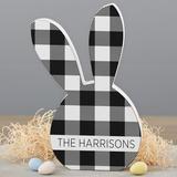 Personalization Mall Buffalo Check Personalized Wooden Bunny Shelf Decoration Wood in White/Black | 8 H x 5 W x 1.5 D in | Wayfair 33529-B