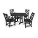 POLYWOOD® Braxton 5-Piece Nautical Trestle Arm Chair Outdoor Dining Set Plastic in Black | 48 W x 48 D in | Wayfair PWS509-1-BL