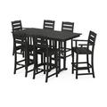 POLYWOOD® Lakeside 7-Piece Bar Set Plastic in Black | 72 W x 37.72 D in | Outdoor Furniture | Wayfair PWS613-1-BL