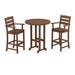 POLYWOOD® Lakeside 3-Piece Round Bar Outdoor Arm Chair Set Plastic in Brown | 35.13 W x 35.13 D in | Wayfair PWS612-1-TE