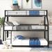 Isabelle & Max™ Twin XL/Full XL/Queen Triple Bunk Bed w/ Long & Short Ladder & Full-Length Guardrails in Black | 74 H x 61.8 W x 83 D in | Wayfair